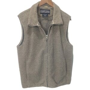 Lands End Men:s Fleece Vest Size M 38 - 40 Beige Full Zip Beige Tan Grandpacore